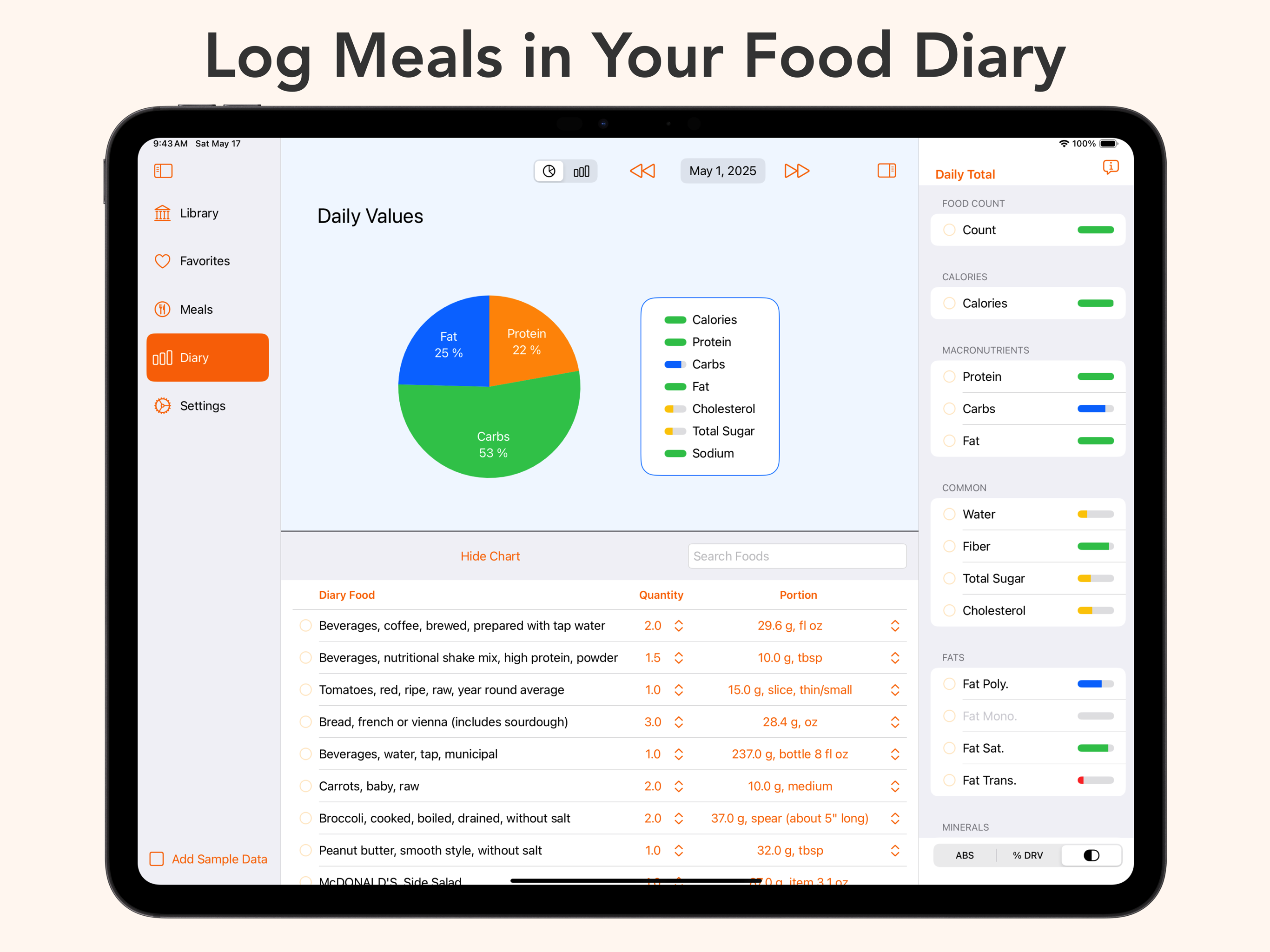Log Meals to Food Diary